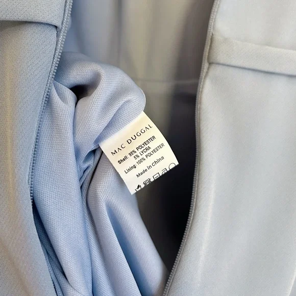 MAC DUGGAL Powder Blue High Neck Rhinestone Embellished Crepe Gown (Style 50038) - Picture 9 of 14